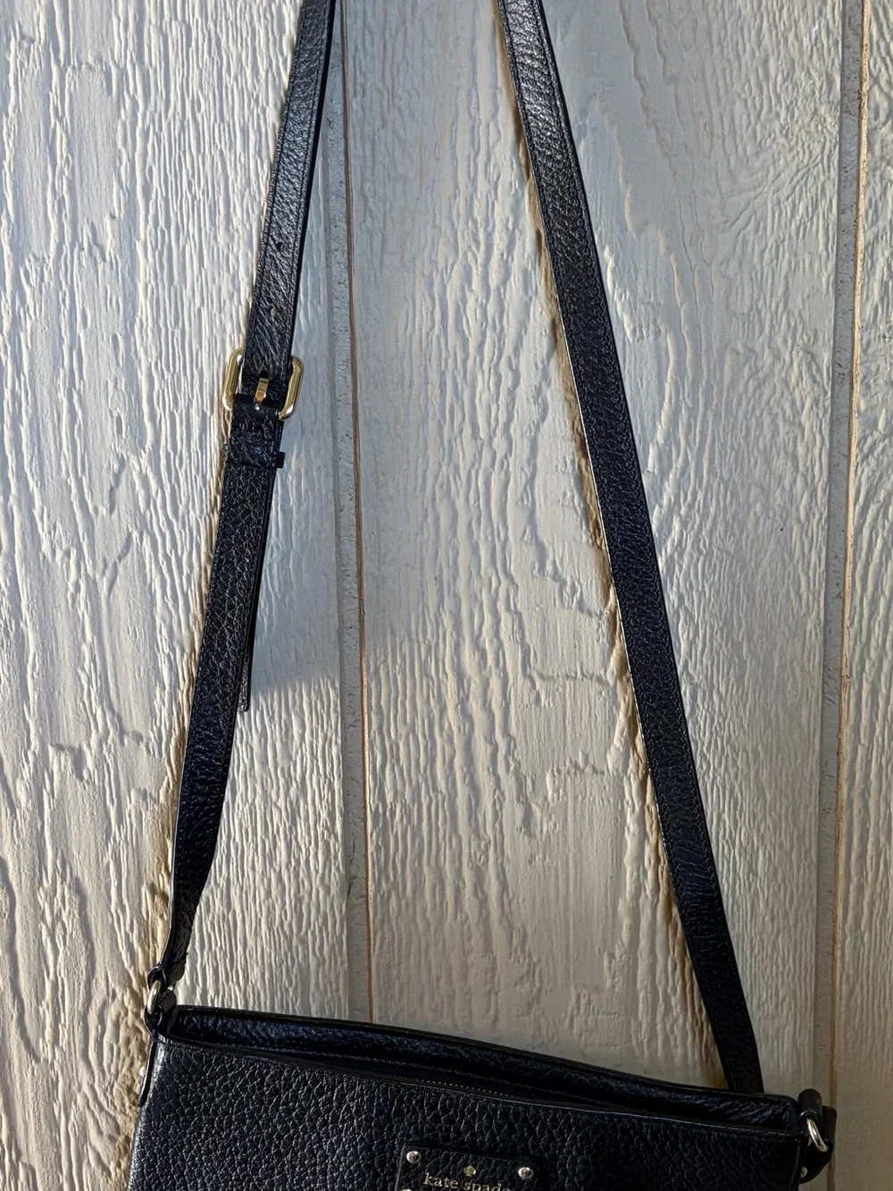 Kate Spade Bay Street Cora Black Pebbled Leather Crossbody Bag Purse